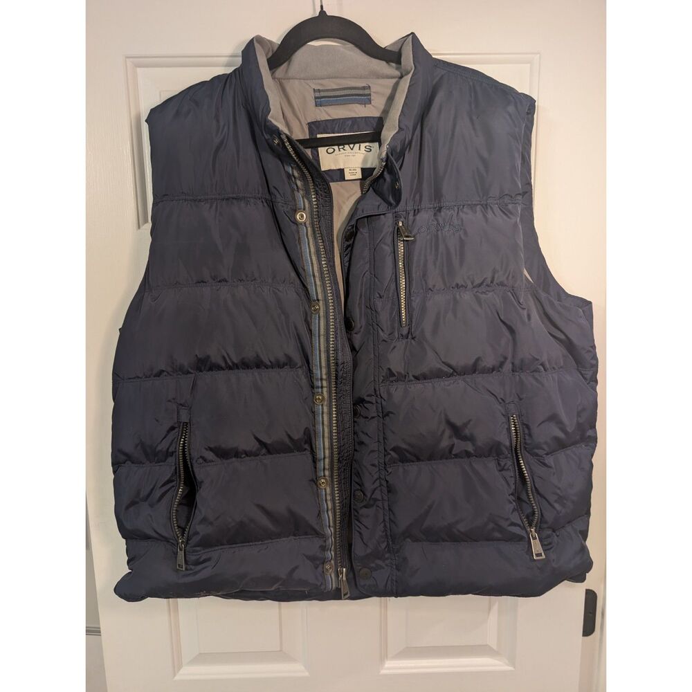 Orvis Classic Collection Men's Navy Down Puffer Vest XL Full Zip